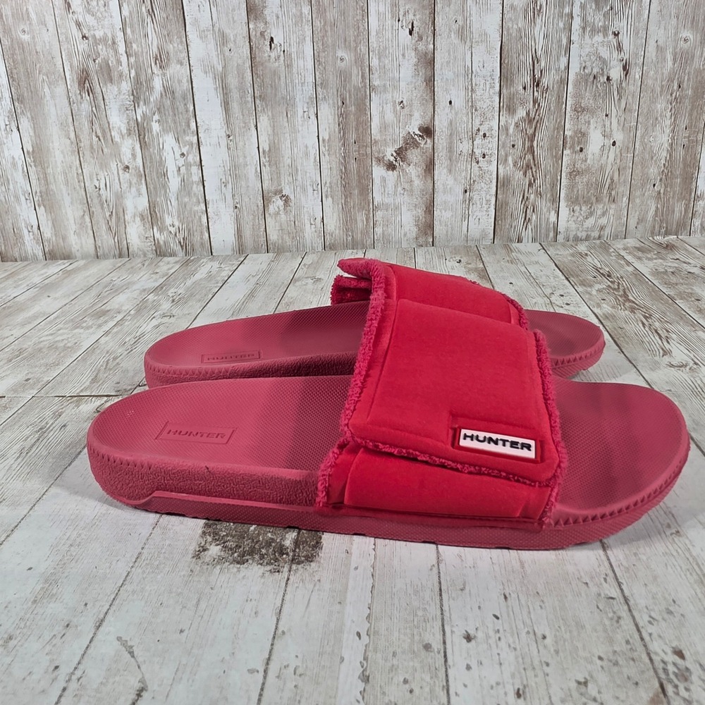 Hunter Adjustable Towelling Slides Pink Terry Sandals Womens Size 8‎ US 6 UK